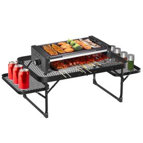 Foldable Camping Table Collapsible Picnic Aluminum Alloy Grill Stand 88Lbs Max Load Bbq Table With 2 Side Trays Foldable Camping Table Collapsible Picnic Aluminum Alloy Grill Stand 88Lbs Max Load Bbq Table With 2 Side Trays