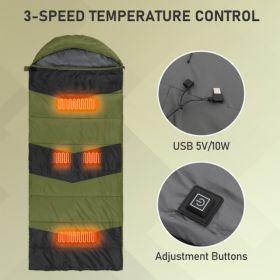 Rectangular Heated Sleeping Bag, Lightweight Sleeping Bag With Multi USB Powered Heating Pads, Waterproof Compact Envelope Sleeping Bag For Backpackin Rectangular Heated Sleeping Bag, Lightweight Sleeping Bag With Multi USB Powered Heating Pads, Waterproof Compact Envelope Sleeping Bag For Backpackin