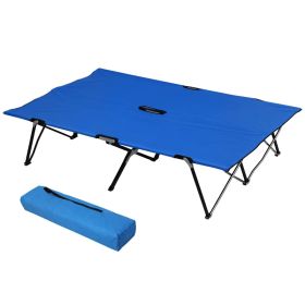 2 Person Folding Camping Cot For Adults, 50Extra Wide Outdoor Portable Sleeping Cot With Carry Bag, Elevated Camping Bed, Beach Hiking, Blue 2 Person Folding Camping Cot For Adults, 50Extra Wide Outdoor Portable Sleeping Cot With Carry Bag, Elevated Camping Bed, Beach Hiking, Blue